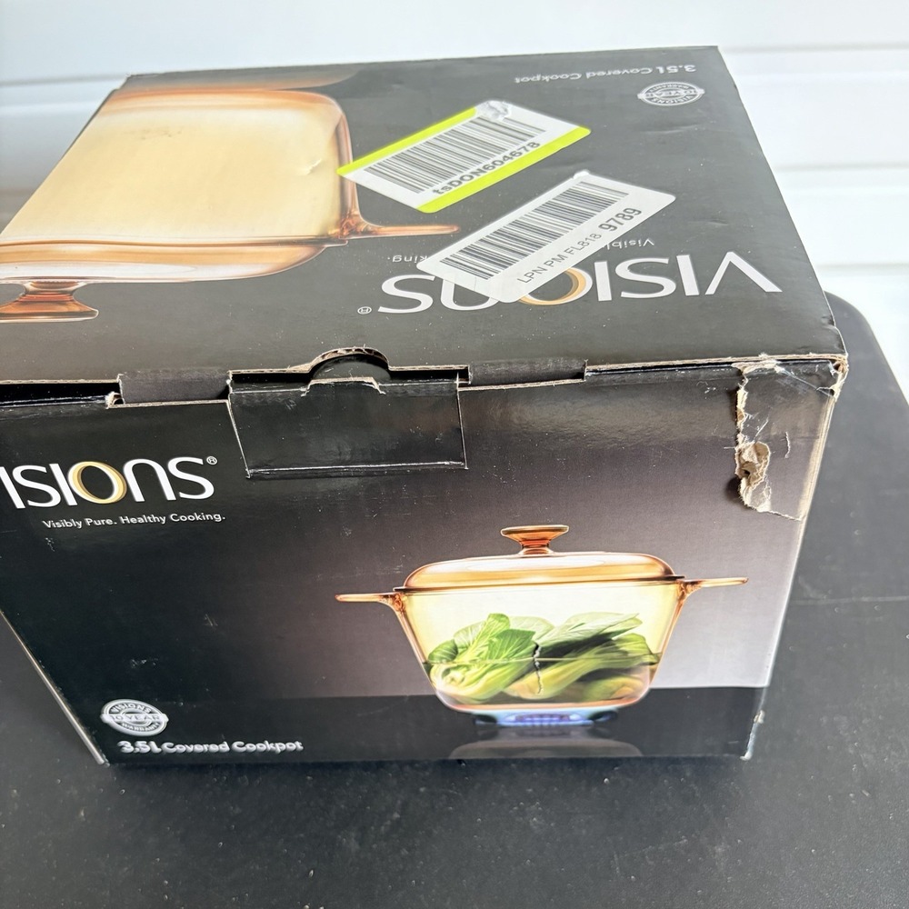 VISIONS CP-8697 3.5L Covered Cookpot Goulde Soup Pot and Lid Amber Pyroceram NEW - Picture 7 of 7